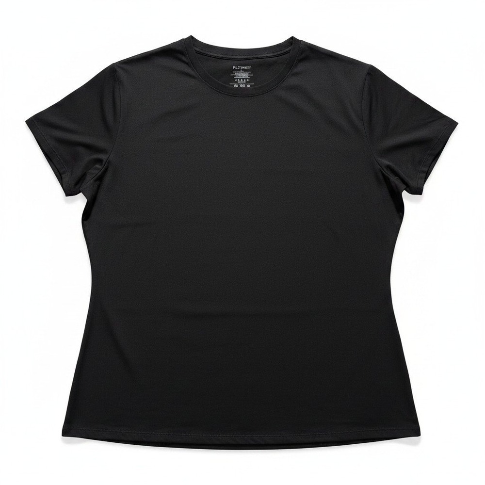 Pumiey 3XL Black Womens Short Sleeve T-Shirt Casual Athleisure Slim Fit Tee